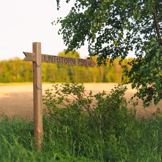Enjoy Nature B&B opastekyltti lintutornille