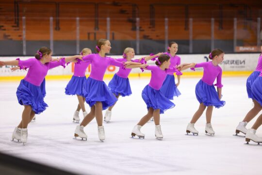 Muodostelmaluistelijoiden ryhmä jäällä